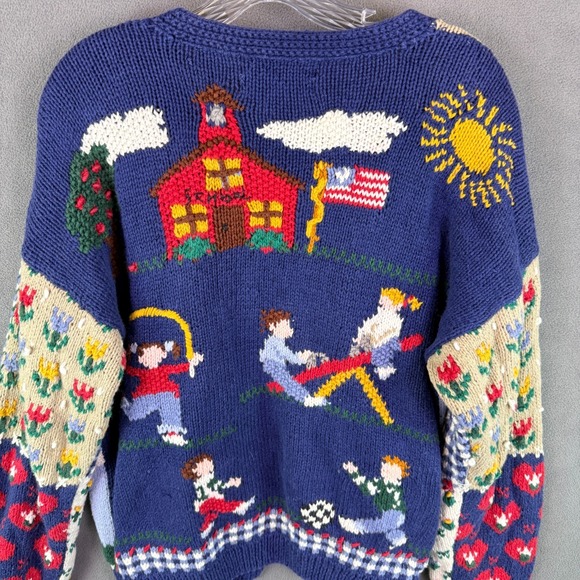 Signature by Northern Isles Hand Knitted Cabincore Cardigan Grandma Sweater L - Picture 10 of 16